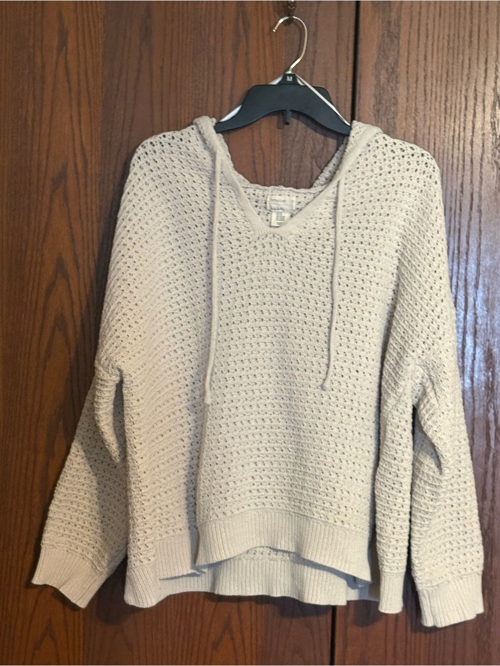 Artelier-Nicole Smith Women's Cream Knit Hoodie Sweater 3X